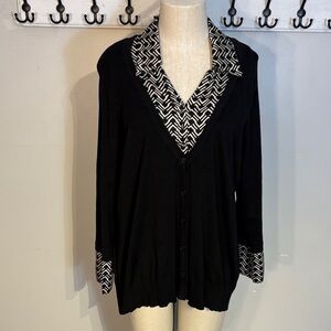 Black cardigan with faux blouse underneath - all in one piece Size 1X